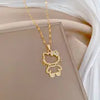 Sanrio für for hello kitty Charm Halskette - Elegante Titanstahl-Schlosskette mit funkelnden kubischen Zirkonenanhängern