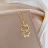 Sanrio für for hello kitty Charm Halskette - Elegante Titanstahl-Schlosskette mit funkelnden kubischen Zirkonenanhängern