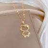 Sanrio für for hello kitty Charm Halskette - Elegante Titanstahl-Schlosskette mit funkelnden kubischen Zirkonenanhängern